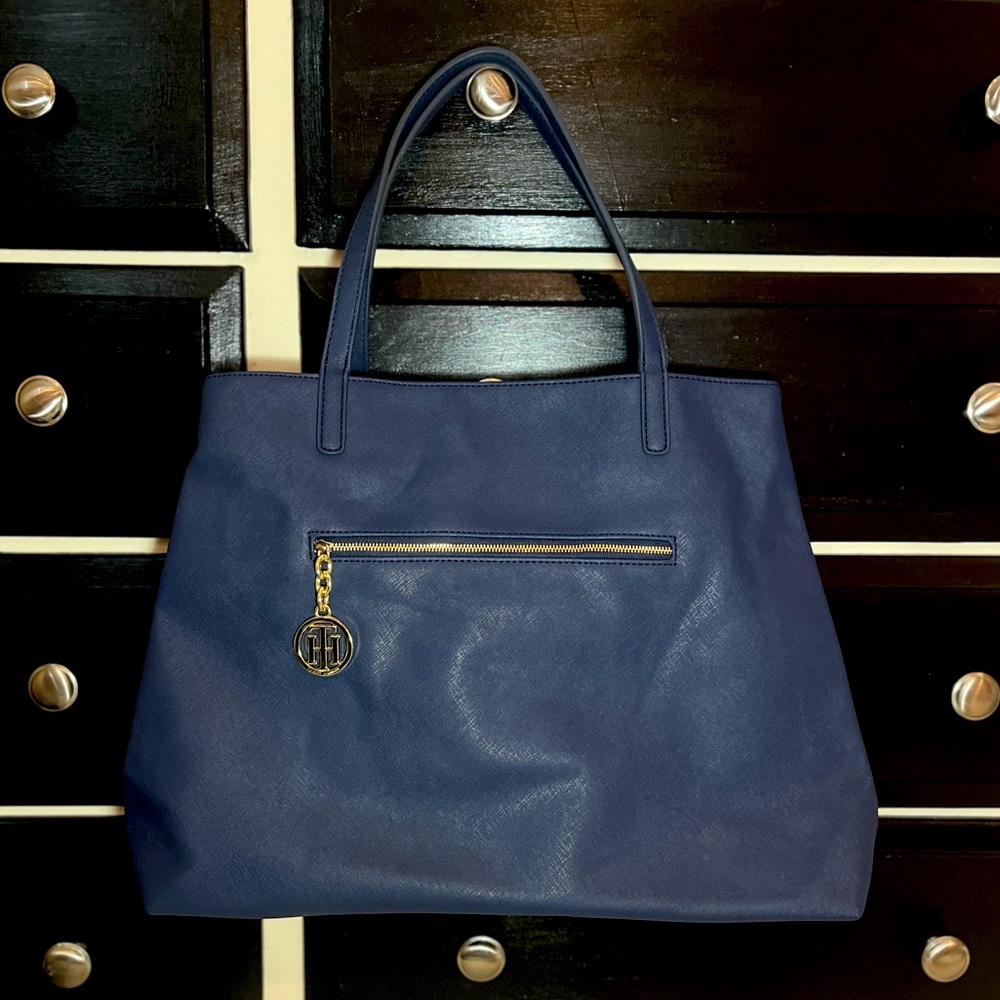 Tommy Hilfiger Saffiano PVC Top Handle Tote Handbag